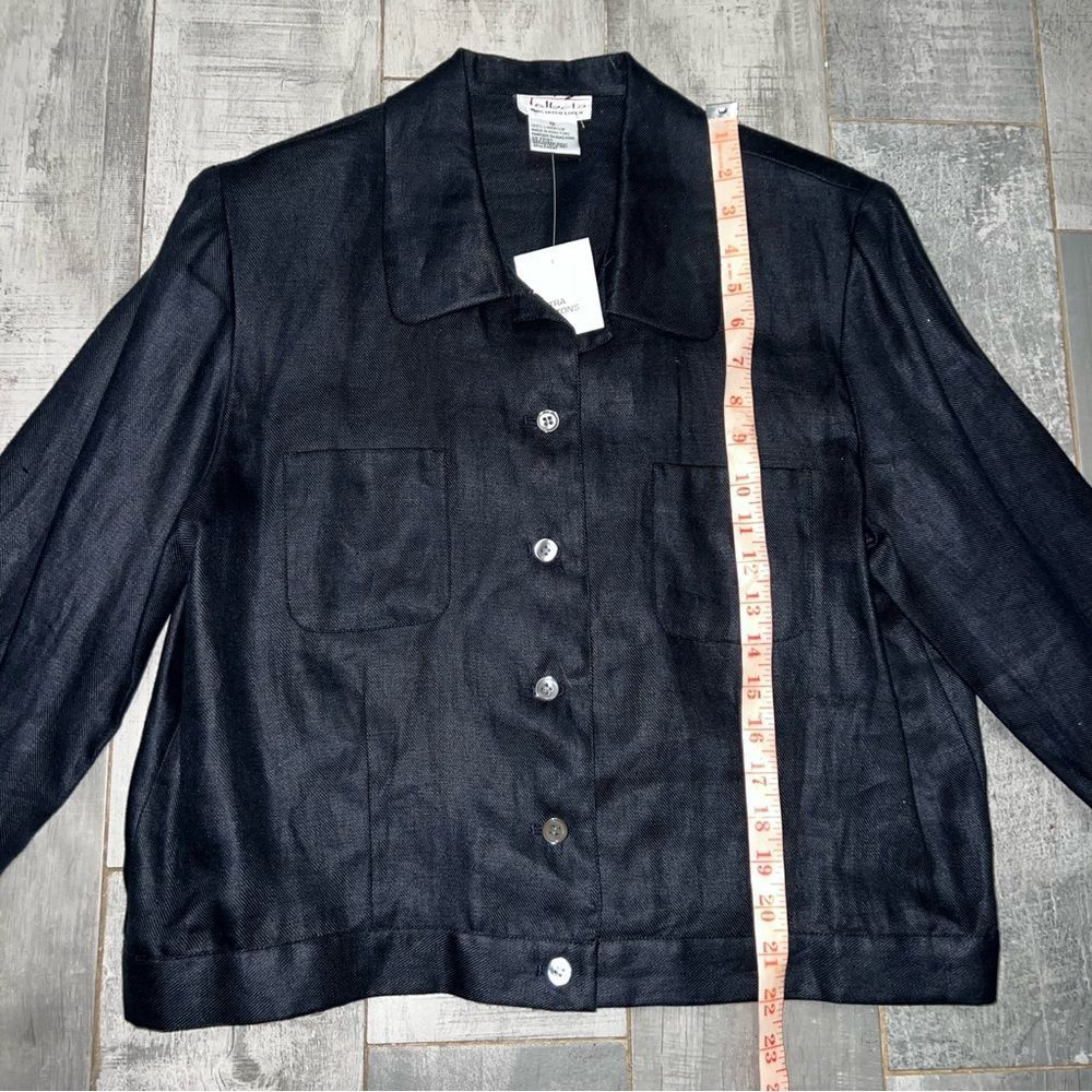 Vintage 90s Talbots Irish Linen Jacket Button Navy Blue Size 12 - Picture 5 of 8